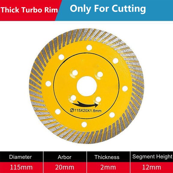 Mosiee Diamond Saw Blade Disc 115mm Turbo Diamond Circular Saw Blade Cutting Disc for Granite Marble Tiles Equipment Power Tools A