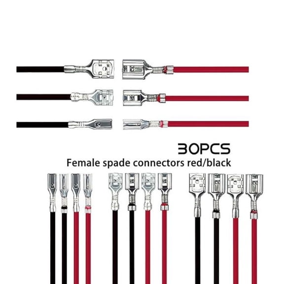 Mosiee Electrical Terminal Connectors for For Female Speaker Wires Spring Loaded Design 2.8 4.8 6.3mm 30 Pcs Copper Conductive Contacts
