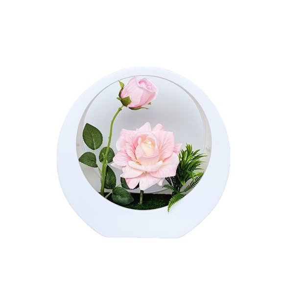 Mosiee Hanging Moon Box Artificial Flower Bonsai Present for Home Decor Wedding Pink