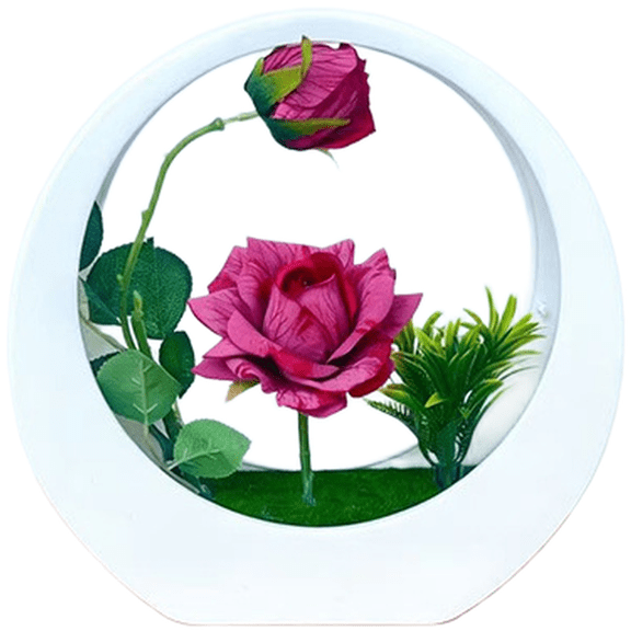 Mosiee Hanging Moon Box Artificial Flower Bonsai Present for Home Decor Wedding Red