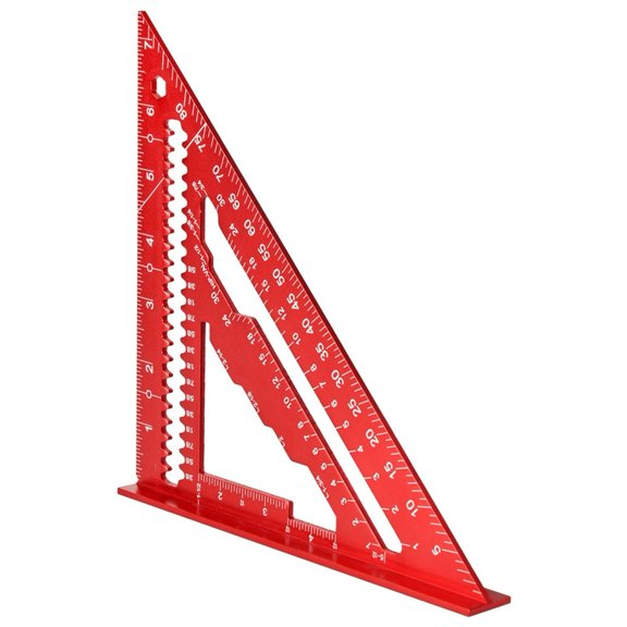 Mosiee High Accuracy Aluminum Alloy Triangle Ruler 7 Inch 12 Inch 45 Degree Angle Red
