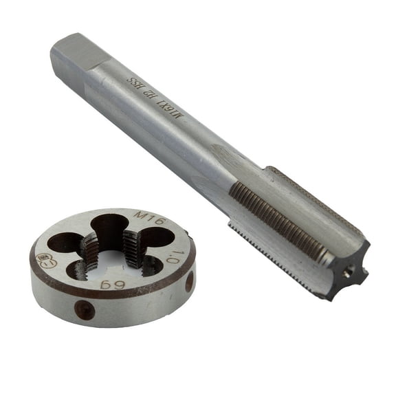 Mosiee Hss 1mm Tap & M16X1mm Die Metric Thread Right Hand High Speed Steel Tap and Die Set Machining/Woodworking Milling Machine Tool