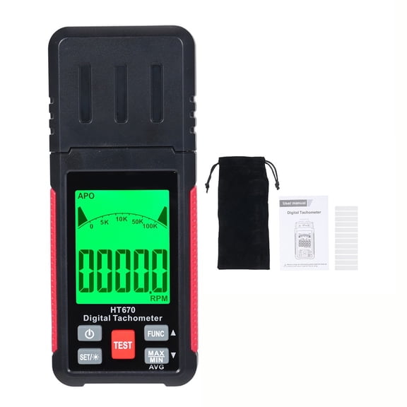 Mosiee Ht670 Digital Tachometer 10-99999Rpm Optical Photoelectric Handheld Speed Meter with Lcd Display for Industrial Motor Testing To