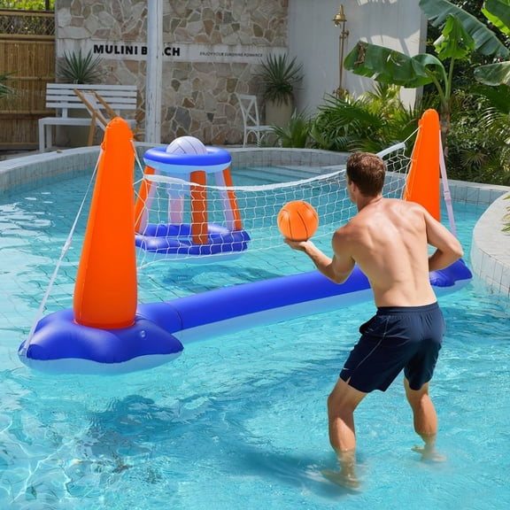 Mosiee Inflatable Volleyball And Basketball Set for Pool Parties And Water Activities