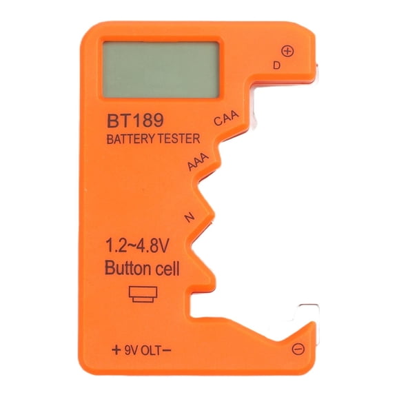 Mosiee LCD Display Battery Tester Portable for AA AAA C D N 9V and Button Cells Orange
