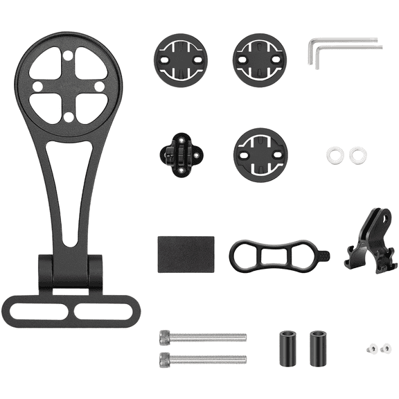 Mosiee Lightweight Bike Computer Holder with Stem Mount And Light Bracket for Garmin Black