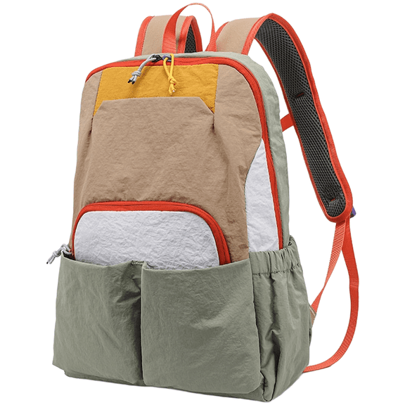 Mosiee Lightweight Nylon Backpack for Hiking Camping Travel Daily Use with Padded Strap Brown