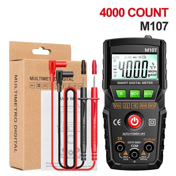Mosiee M107 Digital Fully Automatic Multimeter Portable Instrument with 4000 Counts Black