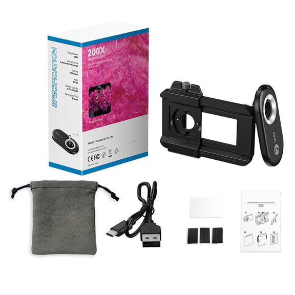 Mosiee Microscope Lens 3 In 1 Cell Phone Camera Lens Kit Macro Lens with Led Light 150X