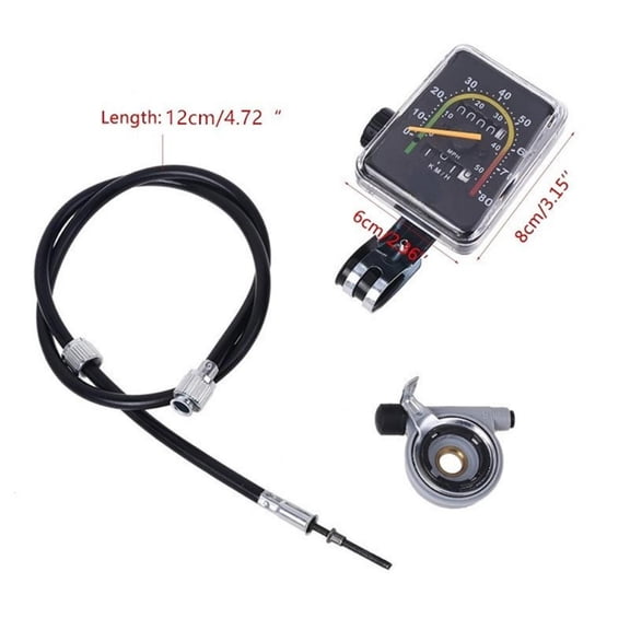 Mosiee Mountain Bike Computer Odometer Retro Rotundity Mechanical Speedometer with 78Cm Cable Bicycle Gps Computers Accessories Rectangle