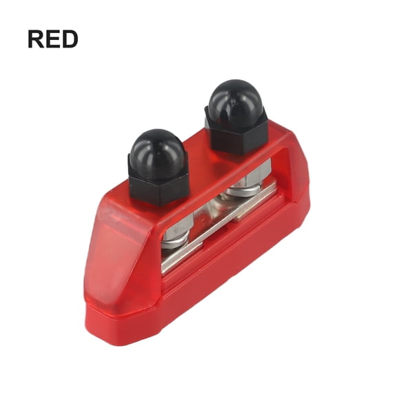 Mosiee New Terminal Protective Cover 12-48Vdc 200A 200A Distribution Block 7.5X5Cm Busbar Terminal M10 Battery 12V Busbar Terminal Red