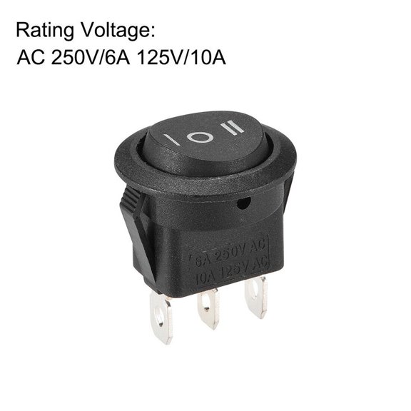 Mosiee On/Off/On Black Round Rocker Switch Car 20Mm Spdt Power Switch 10A 12-250V 2-Pin Toggle Switch Automotive Accessories