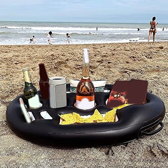 Mosiee Portable Inflatable Bar with 9 Storage Compartments Great for Summer Parties Black