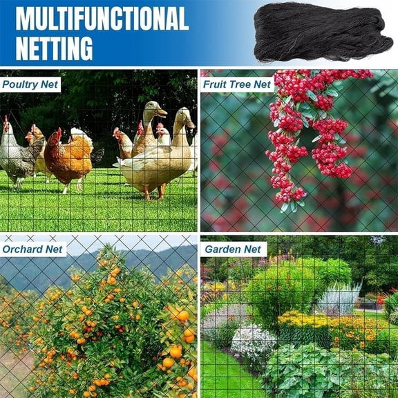 Mosiee Reinforced Nylon Garden Netting 24 Inch Mesh for Poultry And Plant Security 50Ft*50Ft