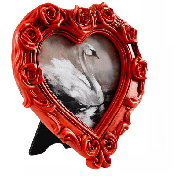 Mosiee Romantic Elegant Heart-Shaped Photo Frame Elegant Decor Present Option Red