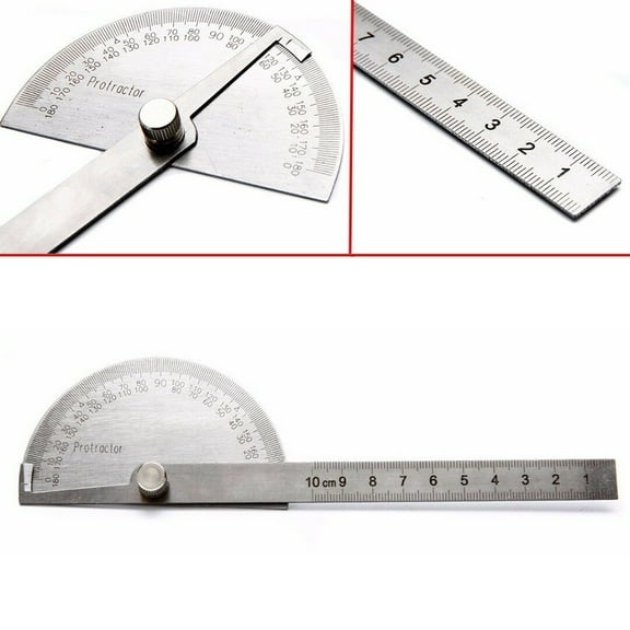 Mosiee Sae Protractor 0-180 Rotary Angle Finder Stainless Steel Machinist Ruler