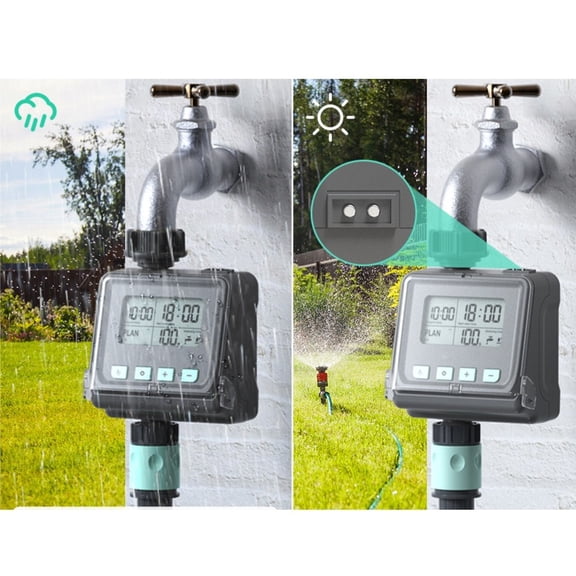 Mosiee Smart Water Timer Lawn Sprinkler Timer 3 Preset Programs with Rain Delay Sensor