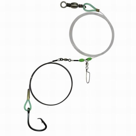 Mosiee Surf Fishing for Shark Rig with Stainless Steel Wire Rope Hook 16#