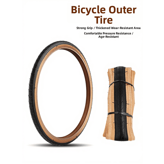 Mosiee Thick, Wear-Resistant, Anti Slip, And Puncture Resistant Outer Tire for Bicycles Yellow