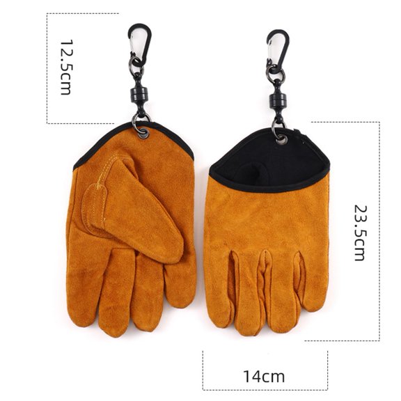 Mosiee Top Layer Cowhide Insulation Gloves Portable Fireproof Non-Slip Outdoor Gloves Orange