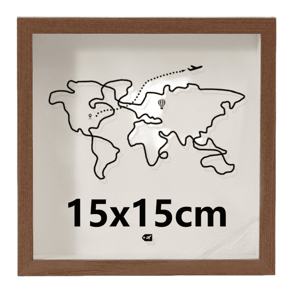 Mosiee Travel Ticket Stash Photo Frame for Concert Airplane Memories World Map Brown 15X15cm