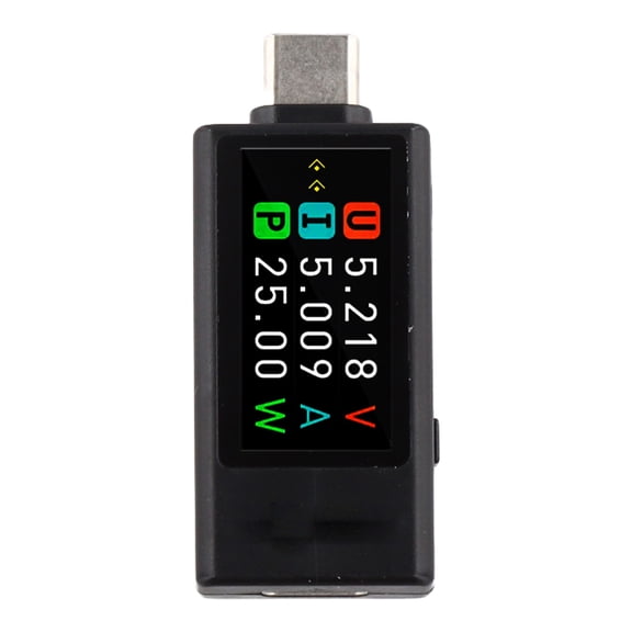 Mosiee Type C Power Monitor with Color Screen Current Voltage Tester for USB Testing Black