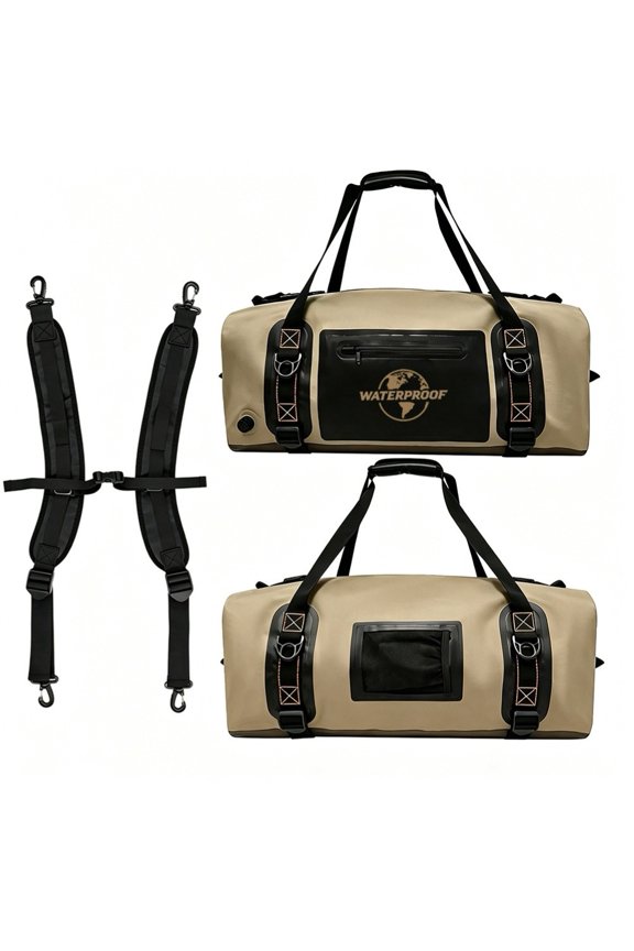 Waterproof Motorcycle Saddlebag Tail Bag 60L 90L 40L Pvc Riding Luggage Pack Khaki 40L (34*25*53cm)