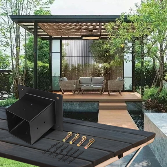 Mosiee Weather Resistant Pergola Brackets for Slanted Roof Designs Wall Mount Kit for 4X4 Inch Posts Easy to Customize 1pc