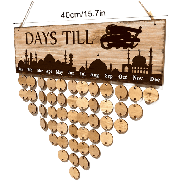 Mosiee Wooden Ramadan for Countdown Board Middle Eastern Castle Wall Hanging Decoration Jm01085