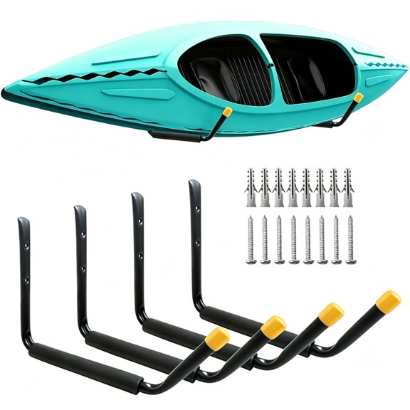 Mosiee for Kayak Storage Hooks Rack Bearing 45 Kg Wall Mounted Hanger for Home Indoor Canoe for Kayak Paddle Board Surfboard Accessory Yellow