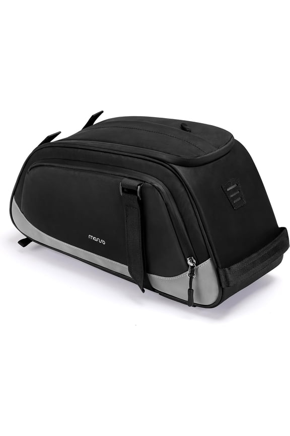 10L Bike Rack Bag with Rain Cover, 10L Waterproof Bike Rear Seat Bag Bicycle Trunk Bag Cycling Luggage Storage Convertible to Sling Bag Backpack, Black