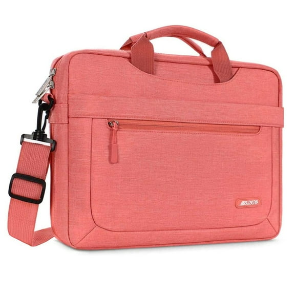 Mosiso 13-13.3 inch Polyester Laptop Shoulder Bag for MacBook Air Pro, 13.3" Notebook Messenger Bag Briefcase Computer Handbag for Dell HP Lenovo Asus Acer Surface, Living Coral