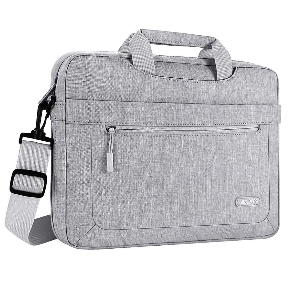 Mosiso 13-13.3 inch Polyester Laptop Shoulder Bag for MacBook Air Pro, 13.3" Notebook Messenger Bag Briefcase Computer Handbag for Dell HP Lenovo Asus Acer Surface, Light Gray