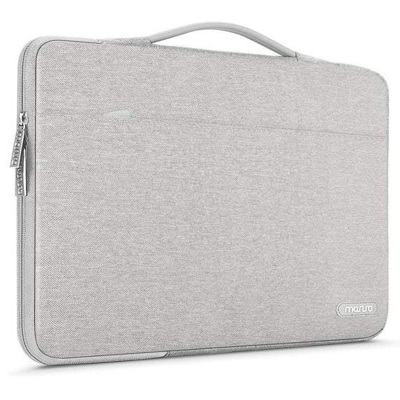 Mosiso 15" 15.4" 15.6" 16" Laptop Sleeve Notebook Case Bag for MacBook/Dell/HP/Lenovo/Asus/Acer/Samsung, Polyester Laptop Bag Sleeve Computer Briefcase with Trolley Belt, Gray