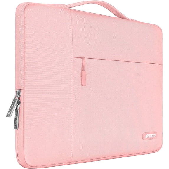 MOSISO 15"-15.6" Laptop Sleeve Briefcase for MacBook HP/Asus/Dell/Lenovo Chromebook, Multifunctional Notebook Case Protective Bag Cover for MacBook Pro 16 inch, Chalk Pink