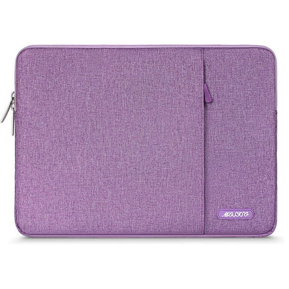 Mosiso 15.4" 15.6" Polyester Laptop Sleeve Bag for MacBook Dell HP Lenovo Acer Asus, Water Repellent Notebook Bag Case Cover, Light Violet