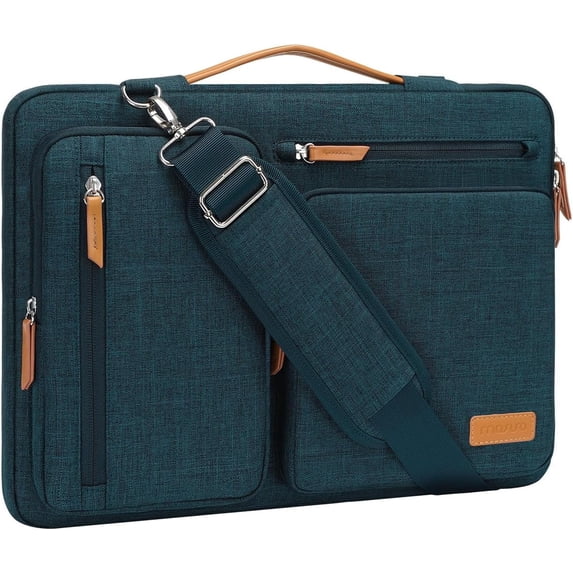 Mosiso 15.6 16 inch Laptop Shoulder Bag for MacBook Air Pro Lenovo Acer Asus Dell Lenovo HP Samsung Notebook, Computer Messenger Bag Carrying Handbag Laptop Sleeve Case for Women Men, Teal Green