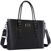 Mosiso 15 Inch Water Resistant PU Leather Laptop Tote Bag - Large Capacity Business Briefcase for MacBook, Office, Work