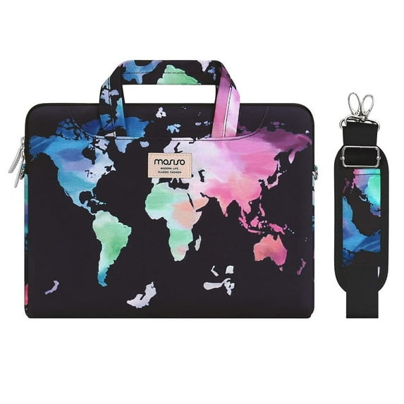 Mosiso 17-17.3 inch Laptop Messenger Shoulder Bag for MacBook Dell HP Acer Sony Lenovo Surface, School Travel Business Polyester Carrying Briefcase Sleeve Case with Trolley Belt