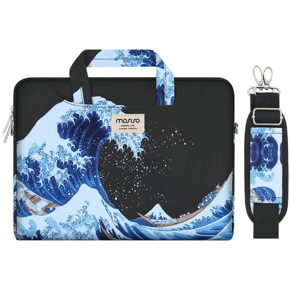 Mosiso 17-17.3 inch Laptop Messenger Shoulder Bag for MacBook Dell HP Acer Sony Lenovo Surface, School Travel Business Polyester Carrying Briefcase Sleeve Case with Trolley Belt