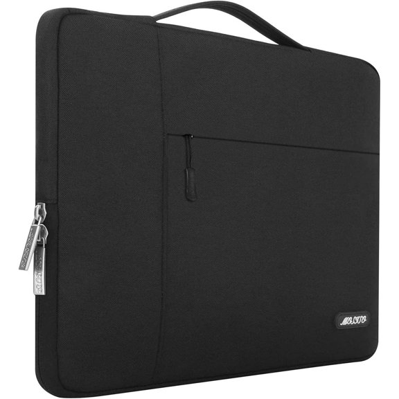 MOSISO 17-17.3 inch Laptop Sleeve Briefcase for Dell XPS/HP Pavilion/Ideapad/Acer/Alienware/HP Omen, Multifunctional Polyester Notebook Hangbag Case, Black
