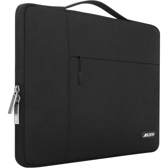 Mosiso 17-17.3 inch Laptop Sleeve Briefcase for Dell XPS/HP Pavilion/Ideapad/Acer/Alienware/HP Omen, Multifunctional Polyester Notebook Hangbag Case, Black