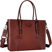 Mosiso 17.3 Inch Water Resistant PU Leather Laptop Tote Bag - Large Capacity Business Briefcase for Office, Work