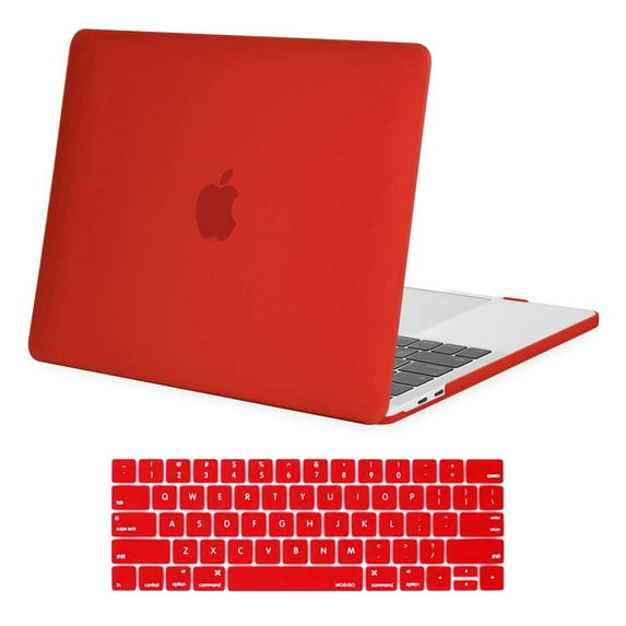 Mosiso 2 in 1 MacBook Pro 13 inch Case A2159/A1989/A1706/A1708, Plastic Hard Shell Case&Keyboard Cover for New Macbook Pro 13" with/without Touch Bar, Red
