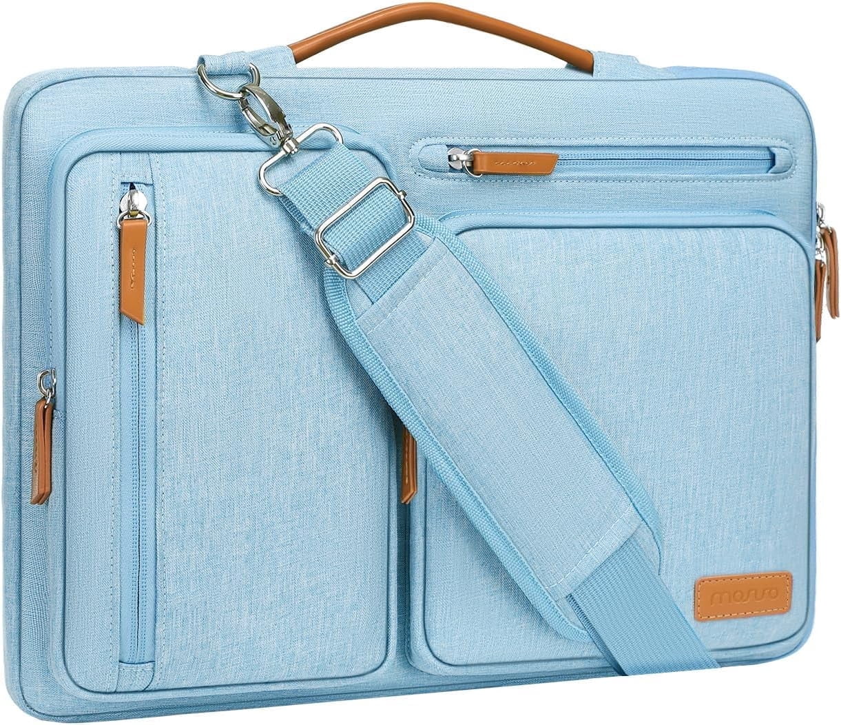 Mosiso 360 Protective Laptop Shoulder Bag 15 15.6 16 inch for MacBook Air Pro M1 M2 M3 M4 Lenovo Acer Asus Dell HP Computer Messenger HandBag For Men Women, Air Blue