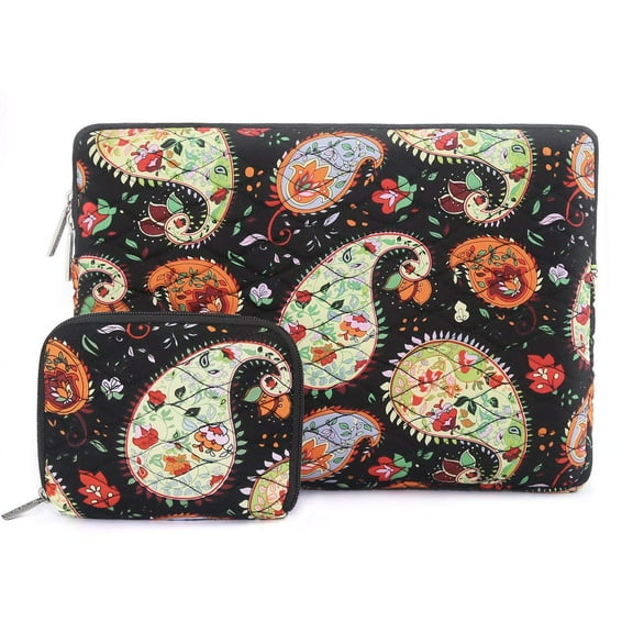 Mosiso 360?Protective Laptop Sleeve for 2017 / 2016 MacBook Pro 13 (A1706 / A1708) / Microsoft New Surface Pro 2017 / Surface Pro 4 / 3 Ripple Pattern Canvas Shockproof Cover with Small Case, Paisley
