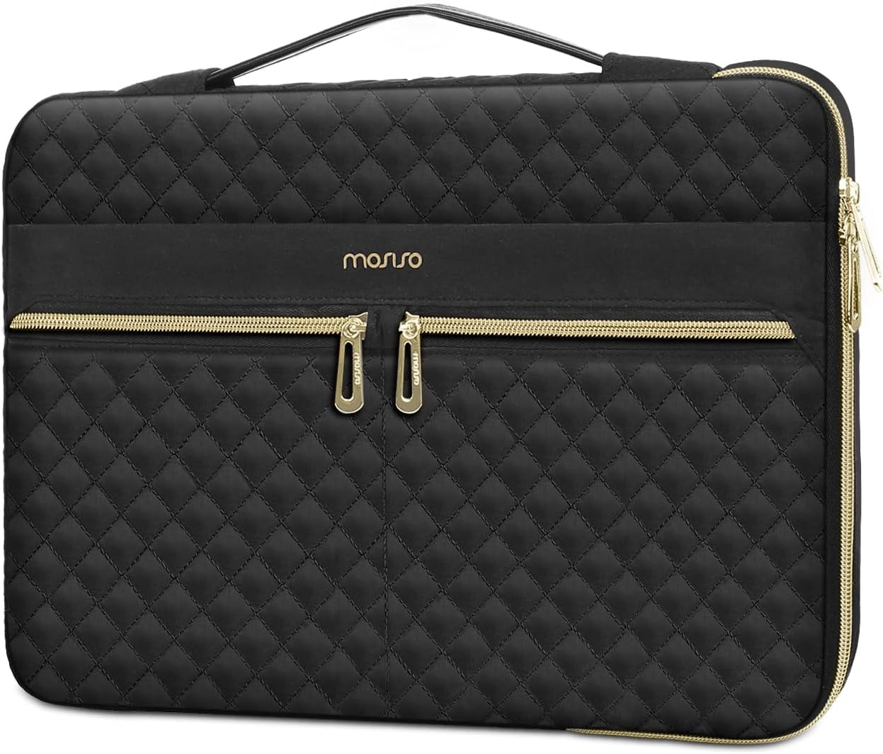 Mosiso 360 Protective Laptop Sleeve Case for MacBook Air 15 inch M3 A3114 M2 A2941 2024 HP Surface Lenovo Notebook Briefcase Carrying Handbag, Black