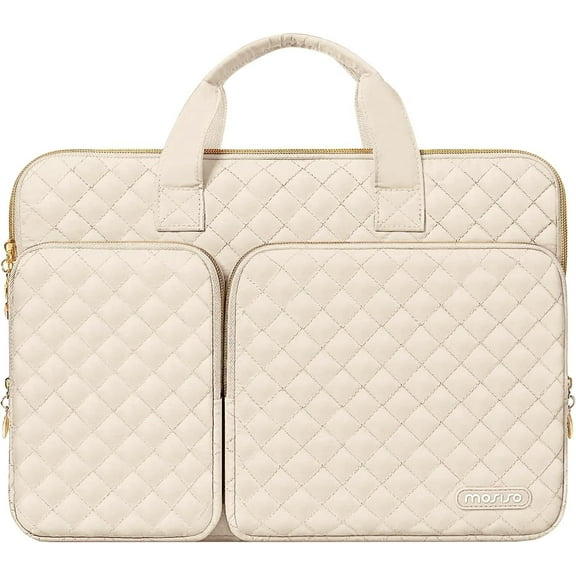 Mosiso 360 Protective Laptop Sleeve for MacBook Air 15 inch M3 M2 / Pro 16 inch M4 M3 M2 M1 2024-2019, 15.6" Notebook Carrying Bag Computer Briefcase with Handle, Sand