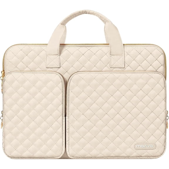 MOSISO 360 Protective Laptop Sleeve for MacBook Air 15 inch M3 M2 / Pro 16 inch M4 M3 M2 M1 2024-2019, 15.6" Notebook Carrying Bag Computer Briefcase with Handle, Sand