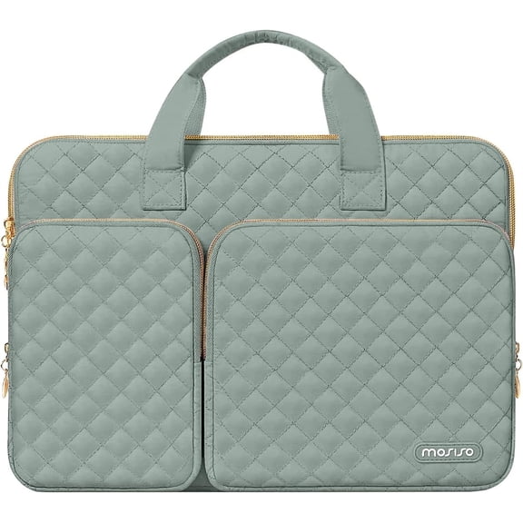 MOSISO 360 Protective Laptop Sleeve for MacBook Pro 14 M4 M3 M2 M1 2024-2021, 13.3" Notebook Carrying Bag Computer Briefcase with Handle, Antique Green